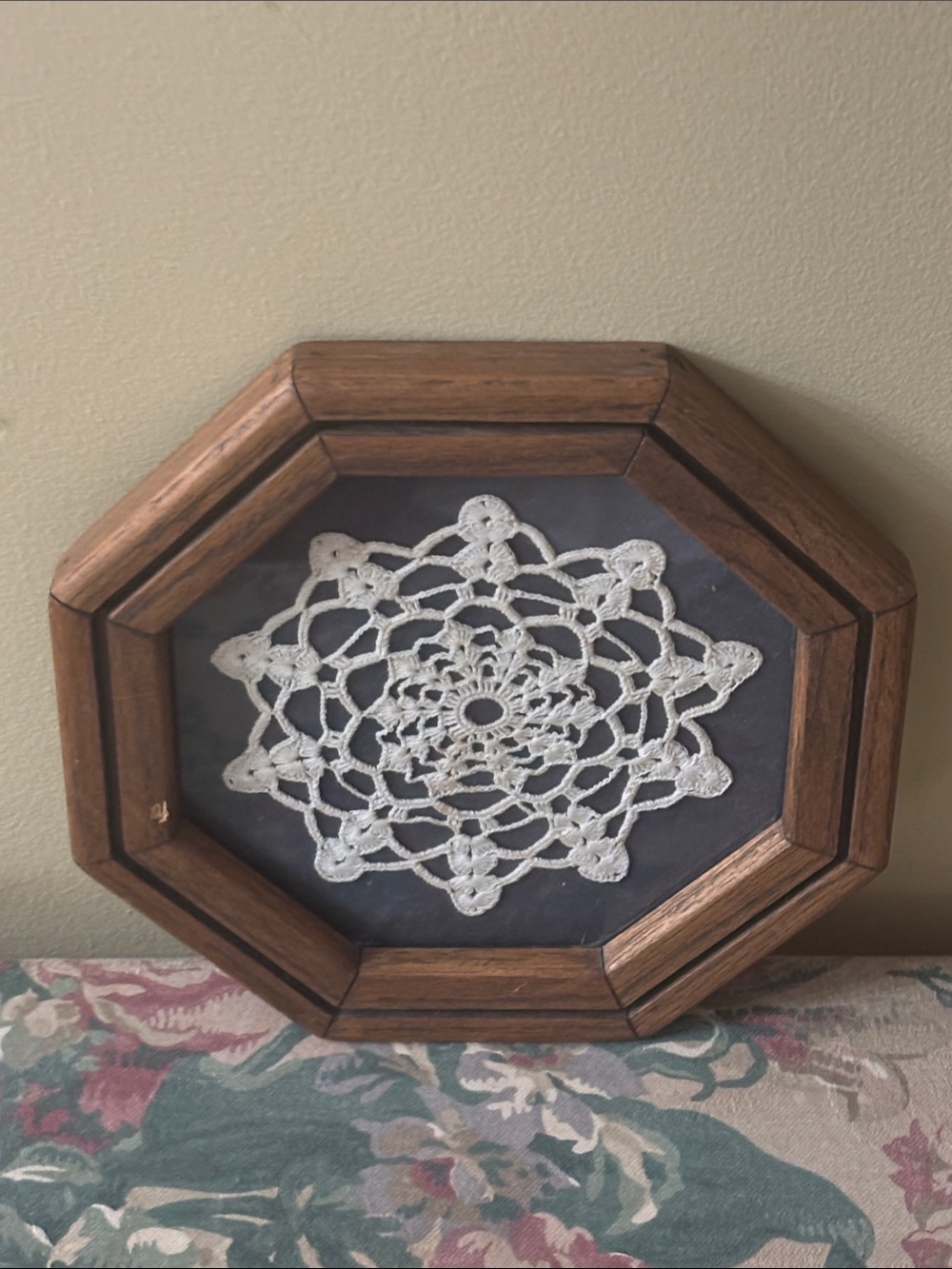 Framed White Crochet Doily Wall Art